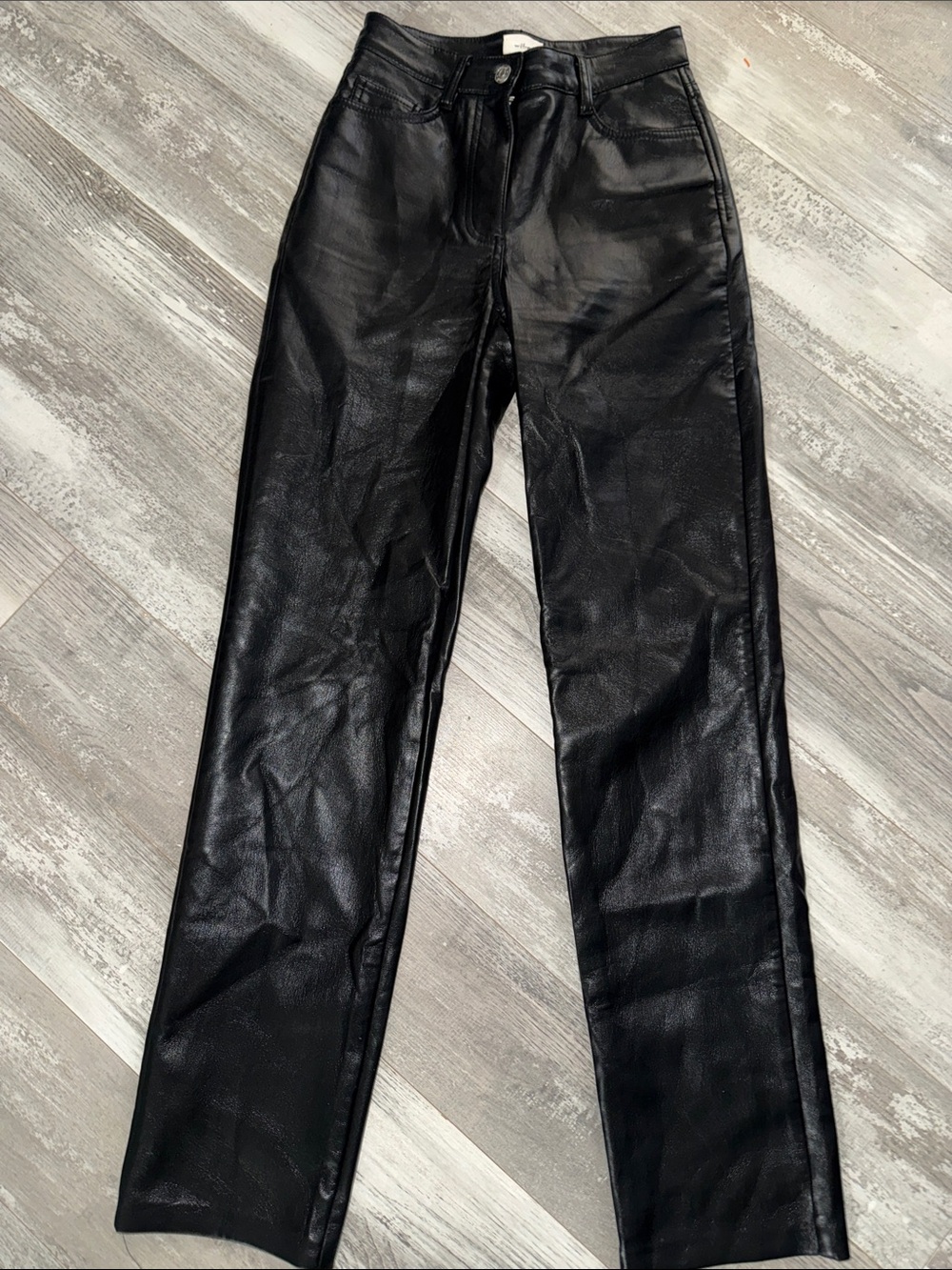 Wilfred Black Faux Leather Straight-Leg Jeans